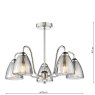 Dar Lighting Dar - Glynis 5 Light Semi-Flush Polished Nickel and Smoked Ribbed Glass