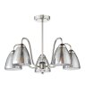 Dar Lighting Dar - Glynis 5 Light Semi-Flush Polished Nickel and Smoked Ribbed Glass