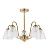 Dar Lighting Dar - Glynis 5 Light Semi-Flush Brushed Bronze and Ribbed Glass