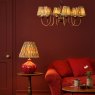 Dar Lighting Dar - Ikat Red Cotton Tapered drum Shade and Green (35cm)