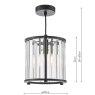Dar Lighting Dar - Kiran Pendant Satin Black and Crystal