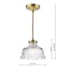 Dar Lighting Dar - Maude Pendant Natural Brass and Ribbed Glass