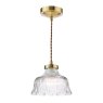 Dar Lighting Dar - Maude Pendant Natural Brass and Ribbed Glass