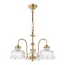 Dar Lighting Dar - Maude 3 Light Armed Pendant Natural Brass and Ribbed Glass