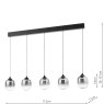 Dar Lighting Dar - Ramona 5 Light Bar Pendant Matt Black and Smoked Ombre Glass LED
