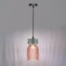 Dar Lighting Dar - Rhubarb Pendant Pink and Green Ribbed Glass