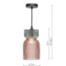 Dar Lighting Dar - Rhubarb Pendant Pink and Green Ribbed Glass