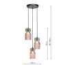 Dar Lighting Dar - Rhubarb 3 Light Cluster Pendant Pink and Green Ribbed Glass