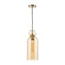 Dar Lighting Dar - Tao Pendant Brushed Bronze and Amber Glass