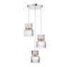Dar Lighting Dar - Auberta 3 Light Cluster Pendant Polished Chrome and Pink Ribbed Glass