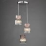 Dar Lighting Dar - Auberta 3 Light Cluster Pendant Polished Chrome and Pink Ribbed Glass