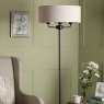 Laura Ashley Lighting Laura Ashley - Sorrento 3 Light Floor Lamp Matt Black and Natural With Shade