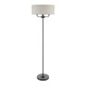 Laura Ashley Lighting Laura Ashley - Sorrento 3 Light Floor Lamp Matt Black and Natural With Shade