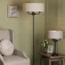 Laura Ashley Lighting Laura Ashley - Sorrento 3 Light Floor Lamp Matt Black and Natural With Shade