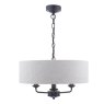 Laura Ashley Laura Ashley - Sorrento 3 Light Shadelier Matt Black and Natural With Shade