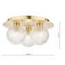 Laura Ashley Laura Ashley - Prague 3 Light Flush Bathroom Light Glass Satin Brass IP44