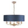 Laura Ashley Laura Ashley - Sorrento 6 Light Pendant Antique Brass Blue Shade