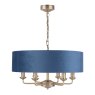 Laura Ashley Laura Ashley - Sorrento 6 Light Pendant Antique Brass Blue Shade