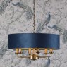 Laura Ashley Laura Ashley - Sorrento 6 Light Pendant Antique Brass Blue Shade