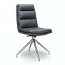 Furniture Link Nobo Swivel - Dining Chair (Brushed Steel/Grey Faux Leather)