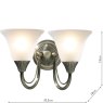 Dar Lighting Dar - Boston 2 Light Wall Light Antique Brass Opaque Glass