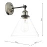Dar Lighting Dar - Ray Single Wall Light Antique Nickel Clear Glass
