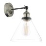 Dar Lighting Dar - Ray Single Wall Light Antique Nickel Clear Glass