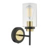 Dar Lighting Dar - Abel Wall Light Satin Black Gold with Glass Shades