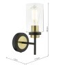 Dar Lighting Dar - Abel Wall Light Satin Black Gold with Glass Shades