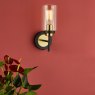 Dar Lighting Dar - Abel Wall Light Satin Black Gold with Glass Shades