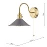 Dar Lighting Dar - Hadano Wall Light Brass With Antique Pewter Shade
