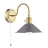Dar Lighting Dar - Hadano Wall Light Brass With Antique Pewter Shade