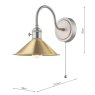 Dar Lighting Dar - Hadano Wall Light Antique Chrome With Aged Brass Shade