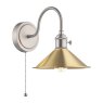 Dar Lighting Dar - Hadano Wall Light Antique Chrome With Aged Brass Shade