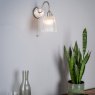 Dar Lighting Dar - Hadano Wall Light Antique Chrome With Clear Ribbed Glass Shade