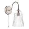 Dar Lighting Dar - Hadano Wall Light Antique Chrome With Clear Ribbed Glass Shade