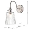 Dar Lighting Dar - Hadano Wall Light Antique Chrome With Clear Ribbed Glass Shade