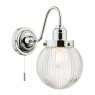Dar Lighting Dar - Tamara Bathroom Wall Light Polished Chrome Ribbed Glass IP44