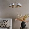 Dar Lighting Dar - Bombazine 6 Light Pendant Natural Brass and Opal Glass