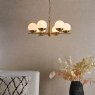 Dar Lighting Dar - Bombazine 6 Light Pendant Natural Brass and Opal Glass