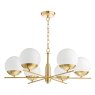 Dar Lighting Dar - Bombazine 6 Light Pendant Natural Brass and Opal Glass