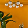 Dar Lighting Dar - Bombazine 7 Light Semi-Flush Natural Brass and Opal Glass