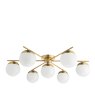 Dar Lighting Dar - Bombazine 7 Light Semi-Flush Natural Brass and Opal Glass