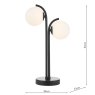Dar Lighting Dar - Orlena 2 Light Table Lamp Matt Black and Opal Glass