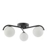 Dar Lighting Dar - Orlena 3 Light Flush Matt Black and Opal Glass