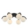 Dar Lighting Dar - Orlena 6 Light Flush Matt Black and Opal Glass