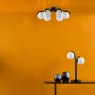Dar Lighting Dar - Orlena 6 Light Flush Matt Black and Opal Glass