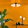 Dar Lighting Dar - Orlena 6 Light Flush Matt Black and Opal Glass