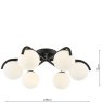 Dar Lighting Dar - Orlena 6 Light Flush Matt Black and Opal Glass
