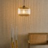 Dar Lighting Dar - Demarius Pendant Natural Brass and Amber Glass